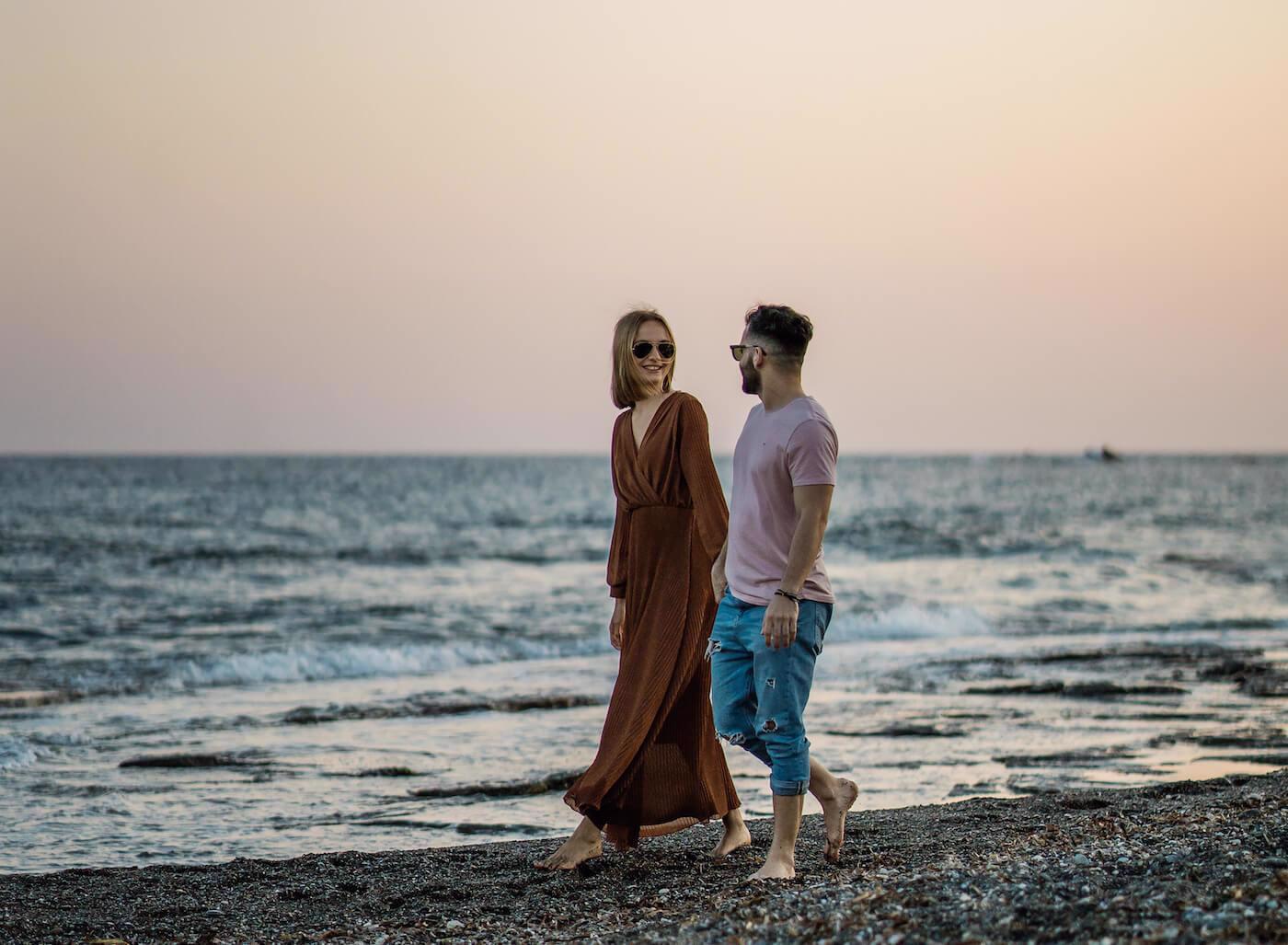 walking on the beach